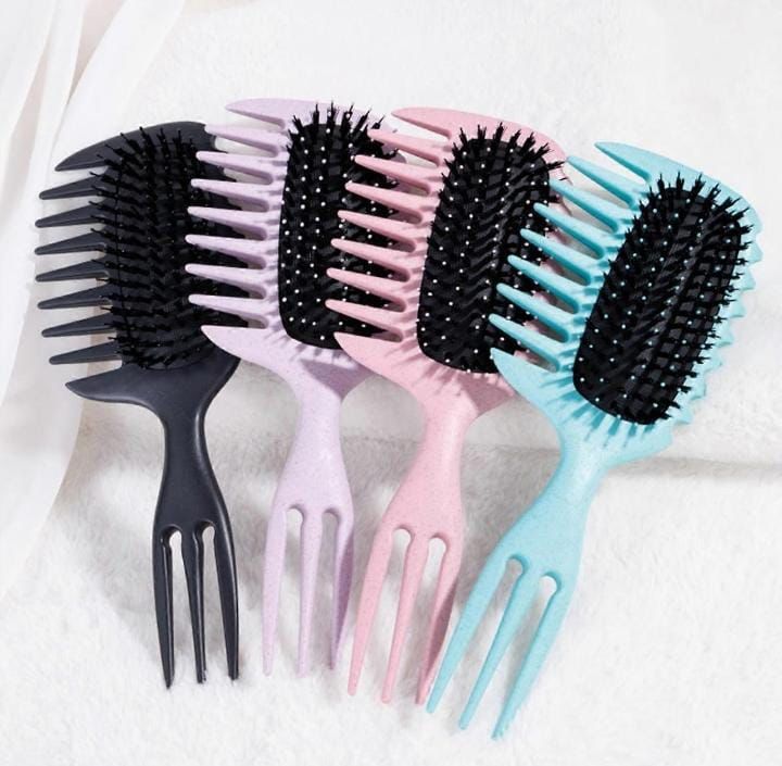 Brosse démêlante 2 en 1 avec peigne intégré – spéciale cheveux bouclés, frisés et épais